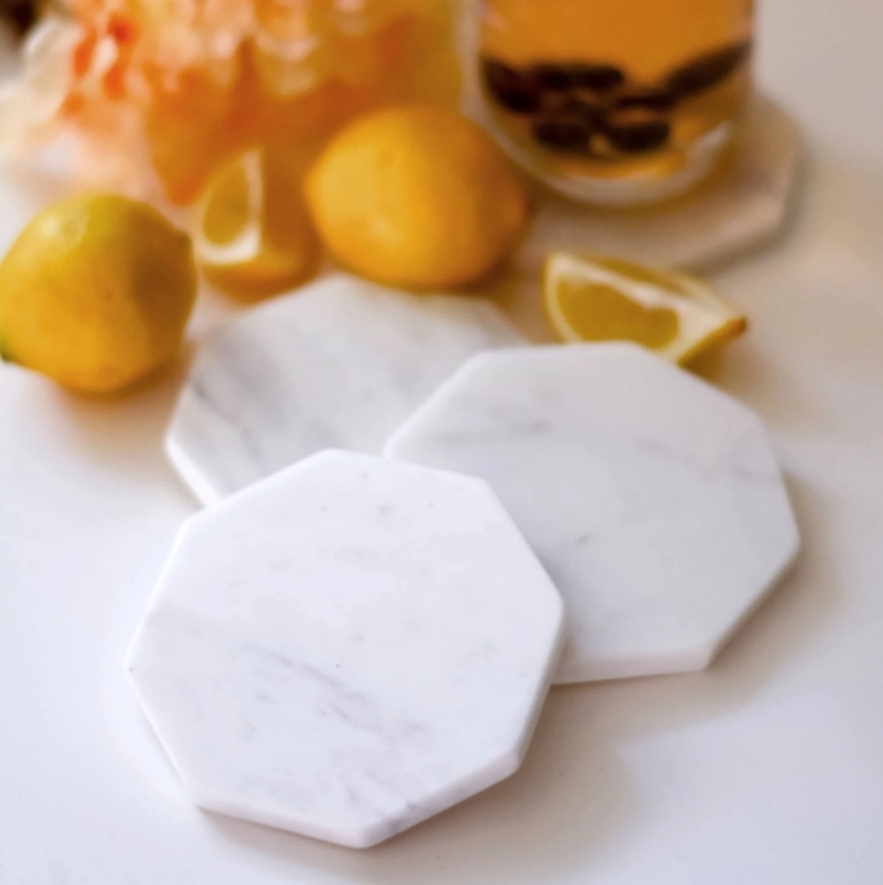 White marble coasters